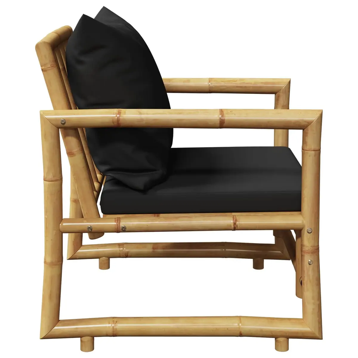Bamboo Garden Chairs for Outdoor Use with Grey Cushions Set of 2