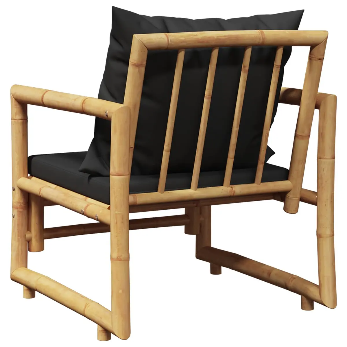 Bamboo Garden Chairs for Outdoor Use with Grey Cushions Set of 2