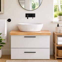 Bathroom Countertop Solid Wood 80x50x6 cm Brown Vanity Worktop Desk Cabinet Top