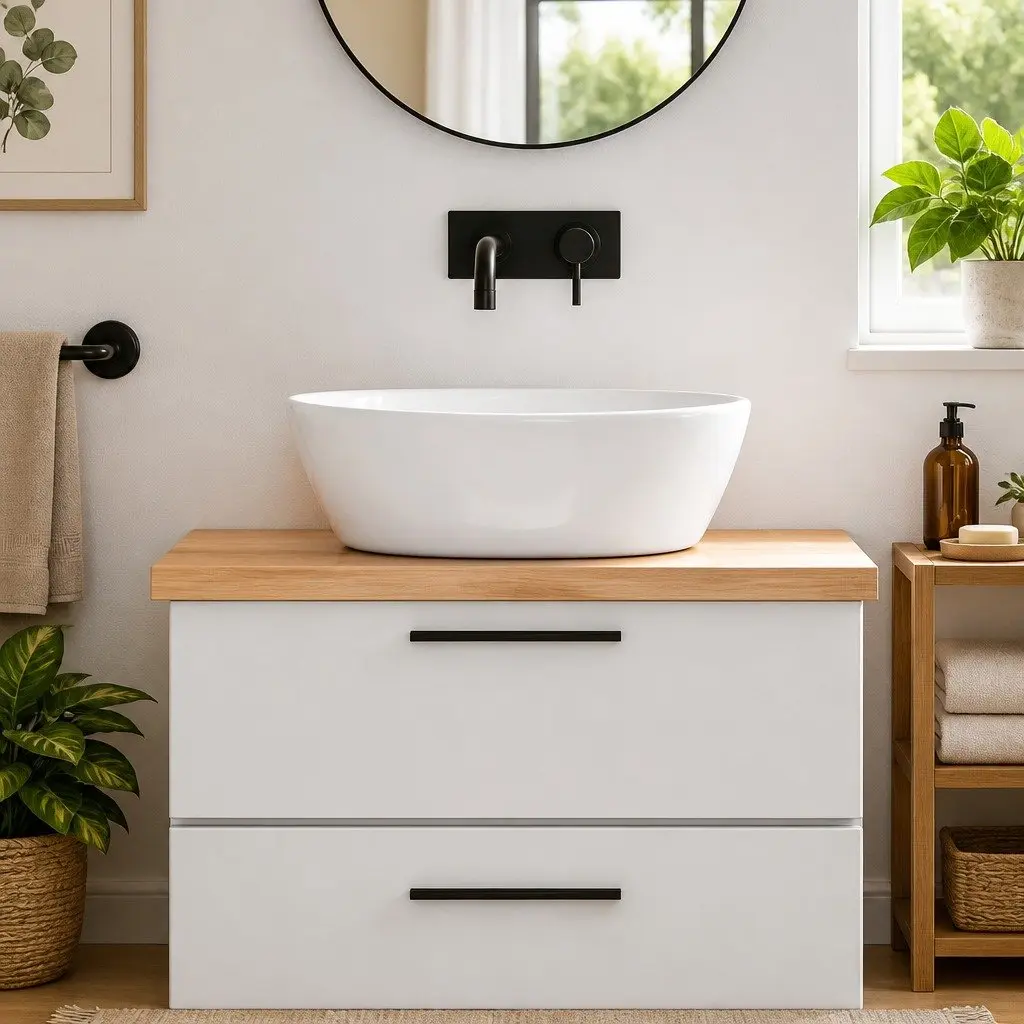 Solid Oak Wood Bathroom Countertop