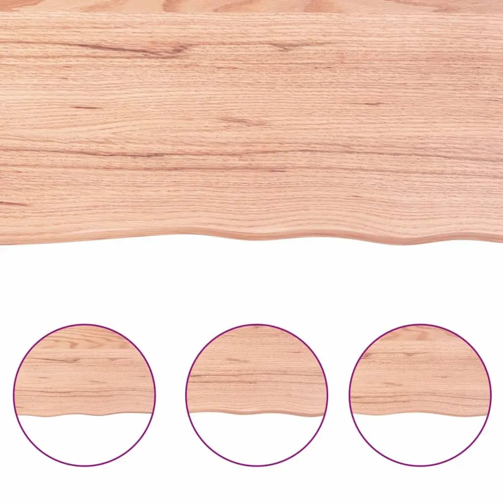 Bathroom Countertop Solid Oak Wood Light Brown Treated Vanity Top 100x50cm