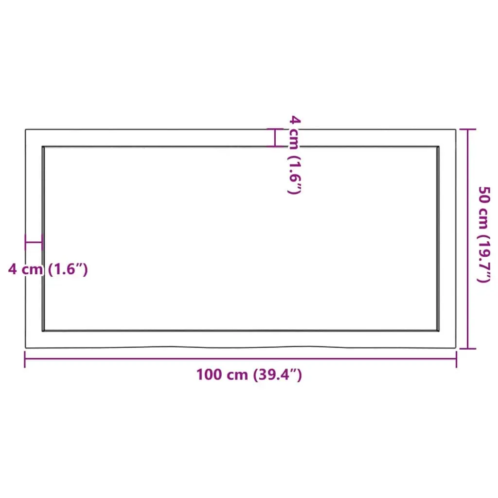 Bathroom Countertop 100x50x6 cm Brown Solid Oak Wood Worktop Vanity Top