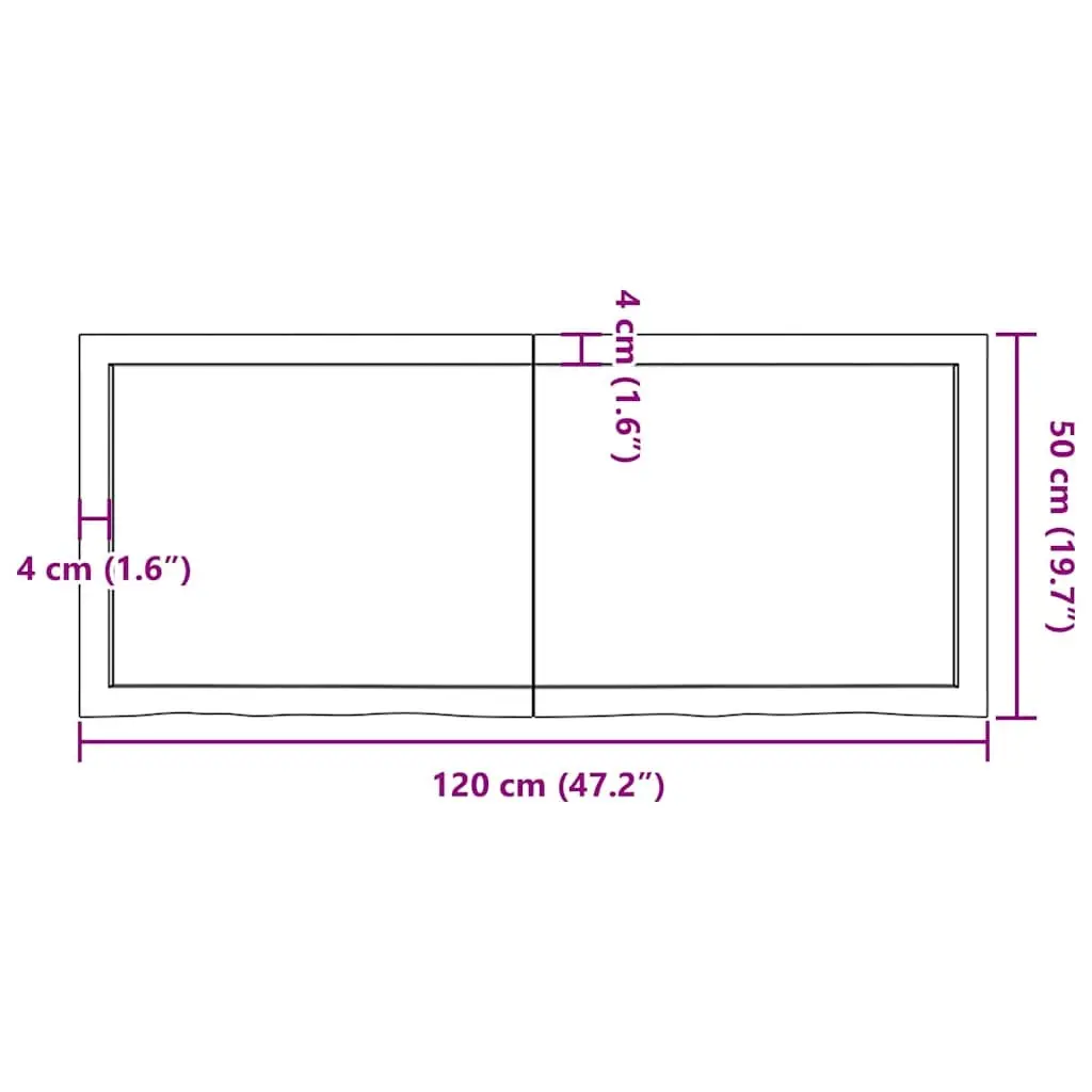 Bathroom Countertop 120 x 50 x 4 cm Solid Oak Wood