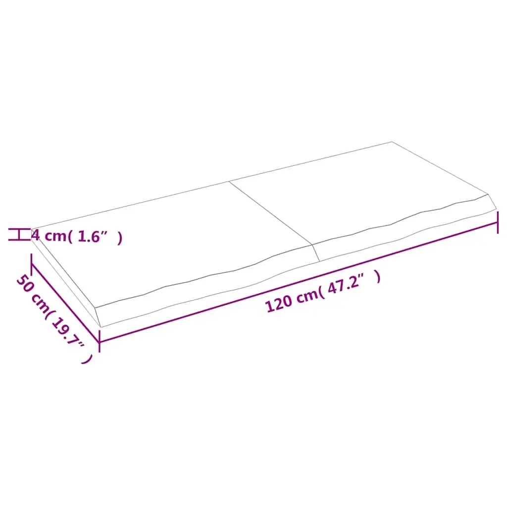 Bathroom Countertop 120 x 50 x 4 cm Solid Oak Wood