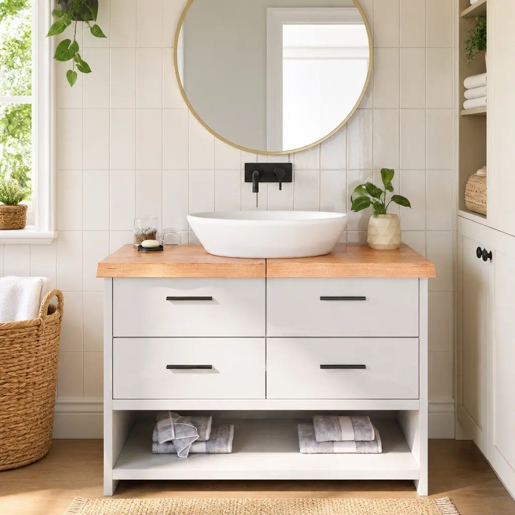 Bathroom Vanity Top Solid Oak Wood Brown 120x50x6cm