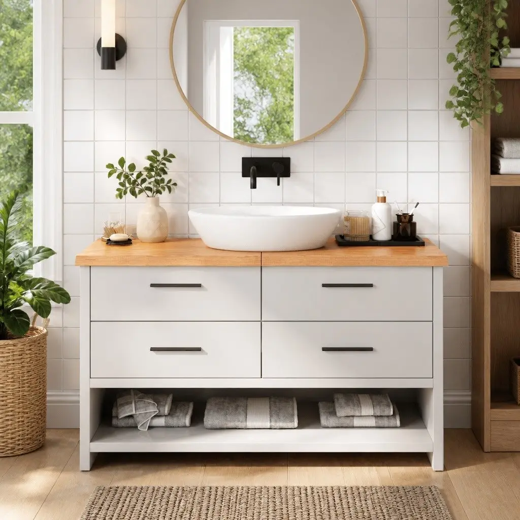 Bathroom Countertop 140x50x4cm Solid Oak Wood
