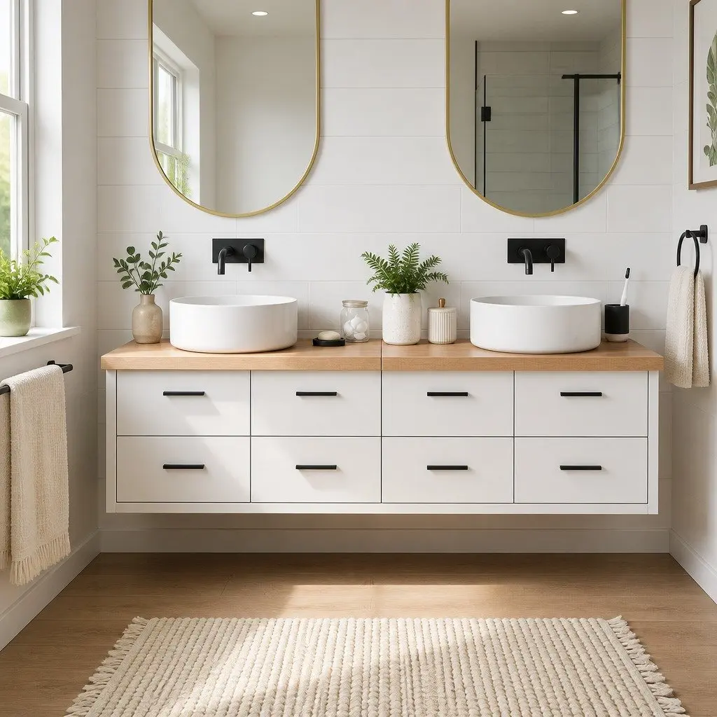 Solid Oak Bathroom Countertop 180x60cm