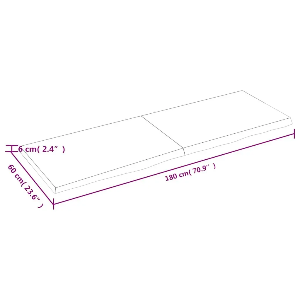 Solid Oak Bathroom Countertop 180x60cm