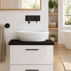 Bathroom Countertop Solid Oak Wood Dark Brown Treated Worktop Surface 60x60x4cm