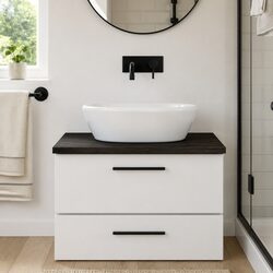Bathroom Countertop Solid Oak Wood Dark Brown Treated Worktop 80x50cm Vanity Top