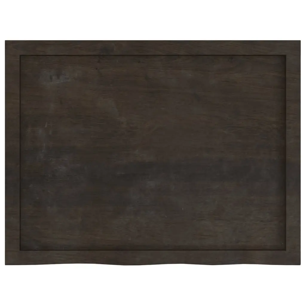 Bathroom Countertop Solid Oak Wood Dark Brown Handmade Live Edge 80x60cm