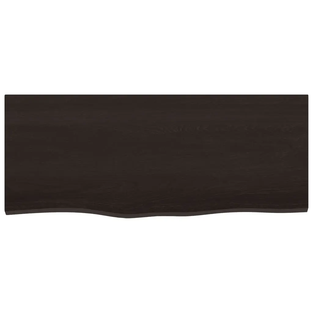 Bathroom Countertop Solid Oak Wood Live Edge Dark Brown 100x40cm