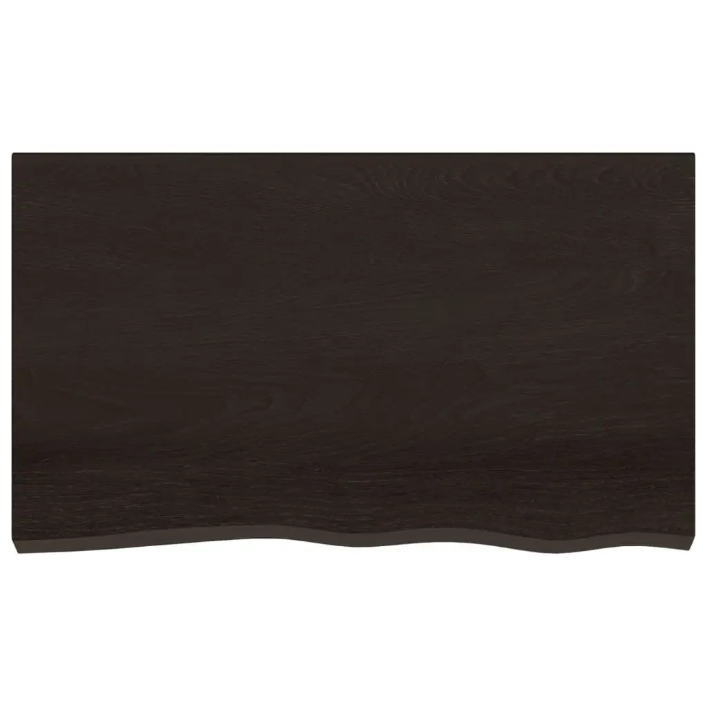 Bathroom Countertop 100x60cm Solid Oak Wood Dark Brown Handmade Live Edge