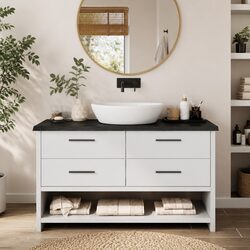 Bathroom Countertop Dimensions: 120x40x4 cm, Solid Oak Wood