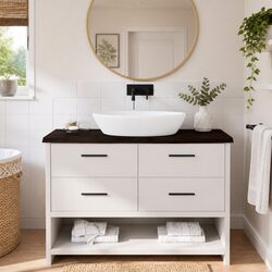 Specifications of Bathroom Countertop: Dark Brown Solid Wood 120x50x4cm