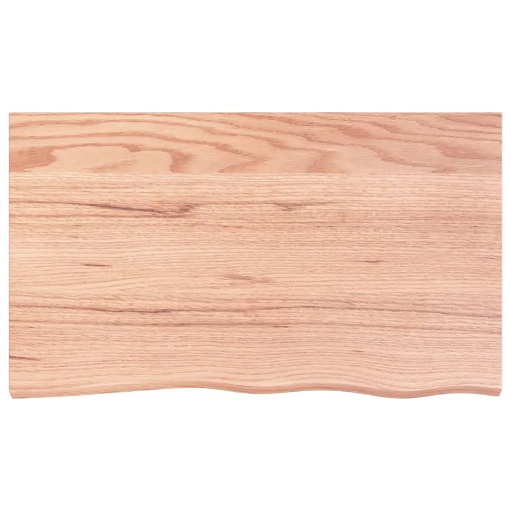 Wooden Table Top Light Brown 100x60x4 cm Solid Oak Treated Live Edge Replacement