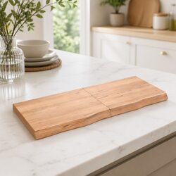 Brown Solid Oak Table Top: Dimensions 120x50x6 cm