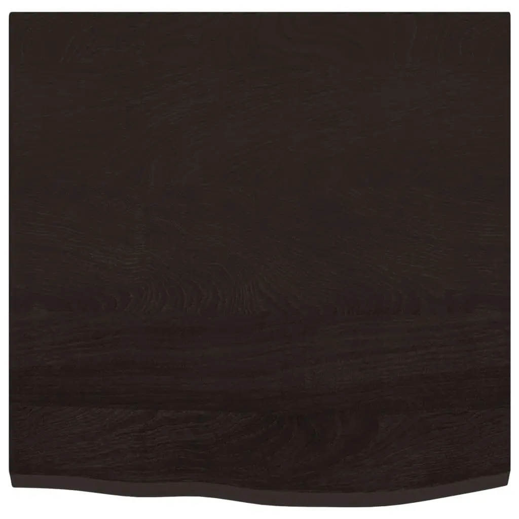 Table Top Dark Brown 60x60x2 cm Solid Oak Wood Treated Surface Dining