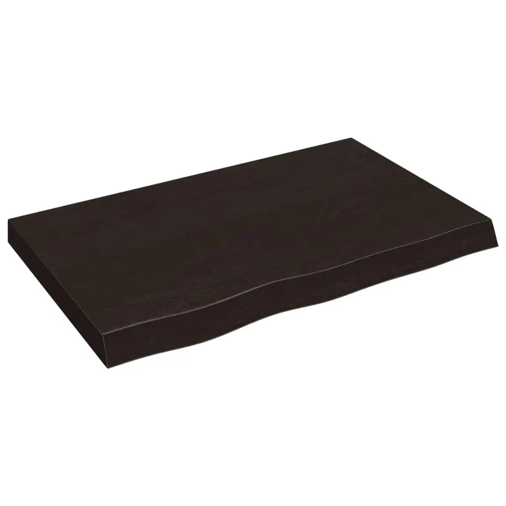 Table Top Dark Brown Solid Oak Wood for Home or Commercial Use 80x50x6 cm Treated Handmade Live Edge