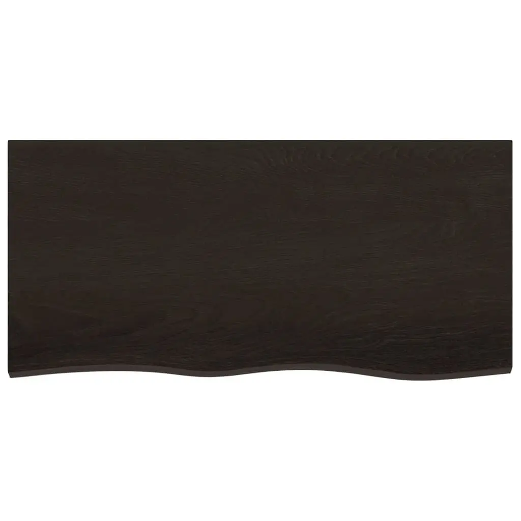 Solid Oak Wood Table Top for Home 100x50cm Dark Brown Treated Replacement DIY Furniture