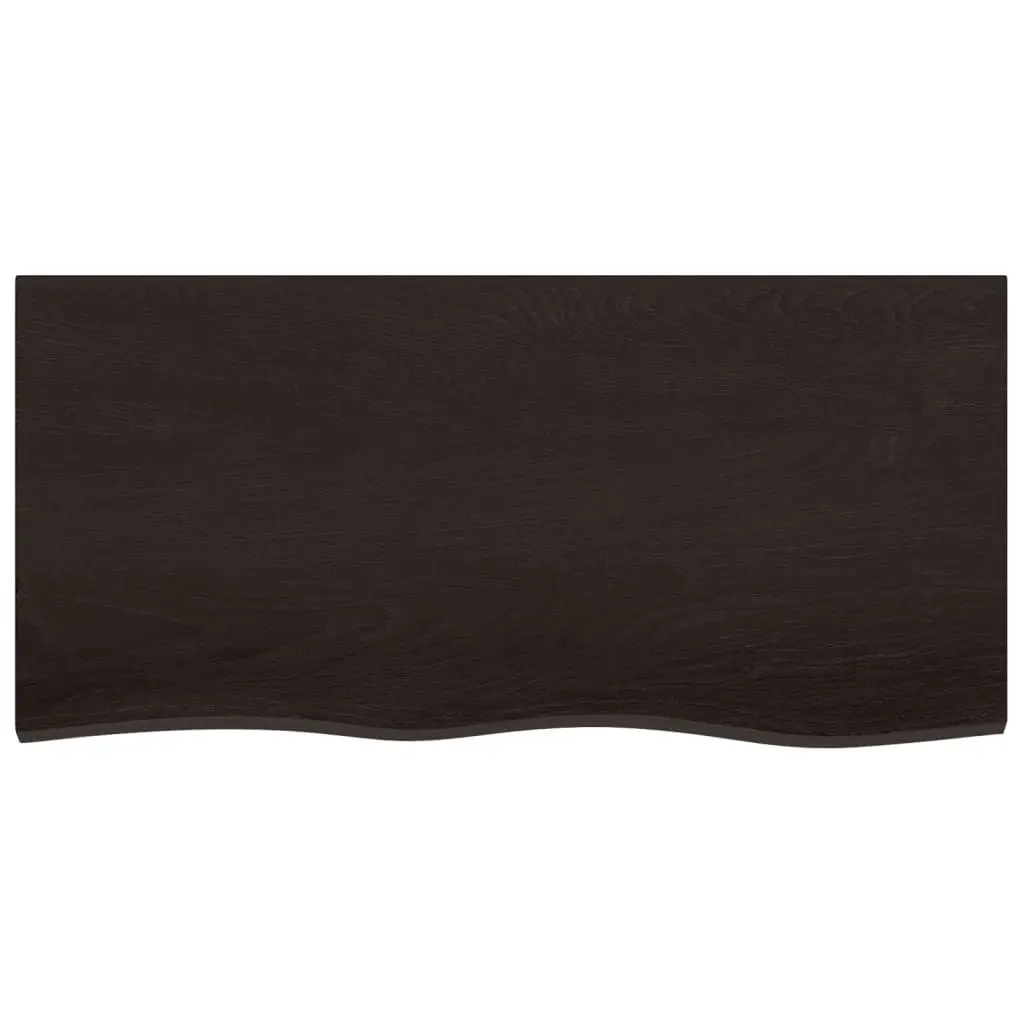 Table Top for Home or Commercial Use Solid Oak Wood Dark Brown 100x50x6 cm Handcrafted Treated Surface