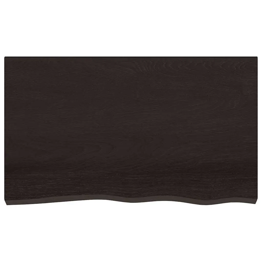 Table Top Dark Brown Solid Oak Wood 100x60x2 cm Treated Handcrafted Live Edge