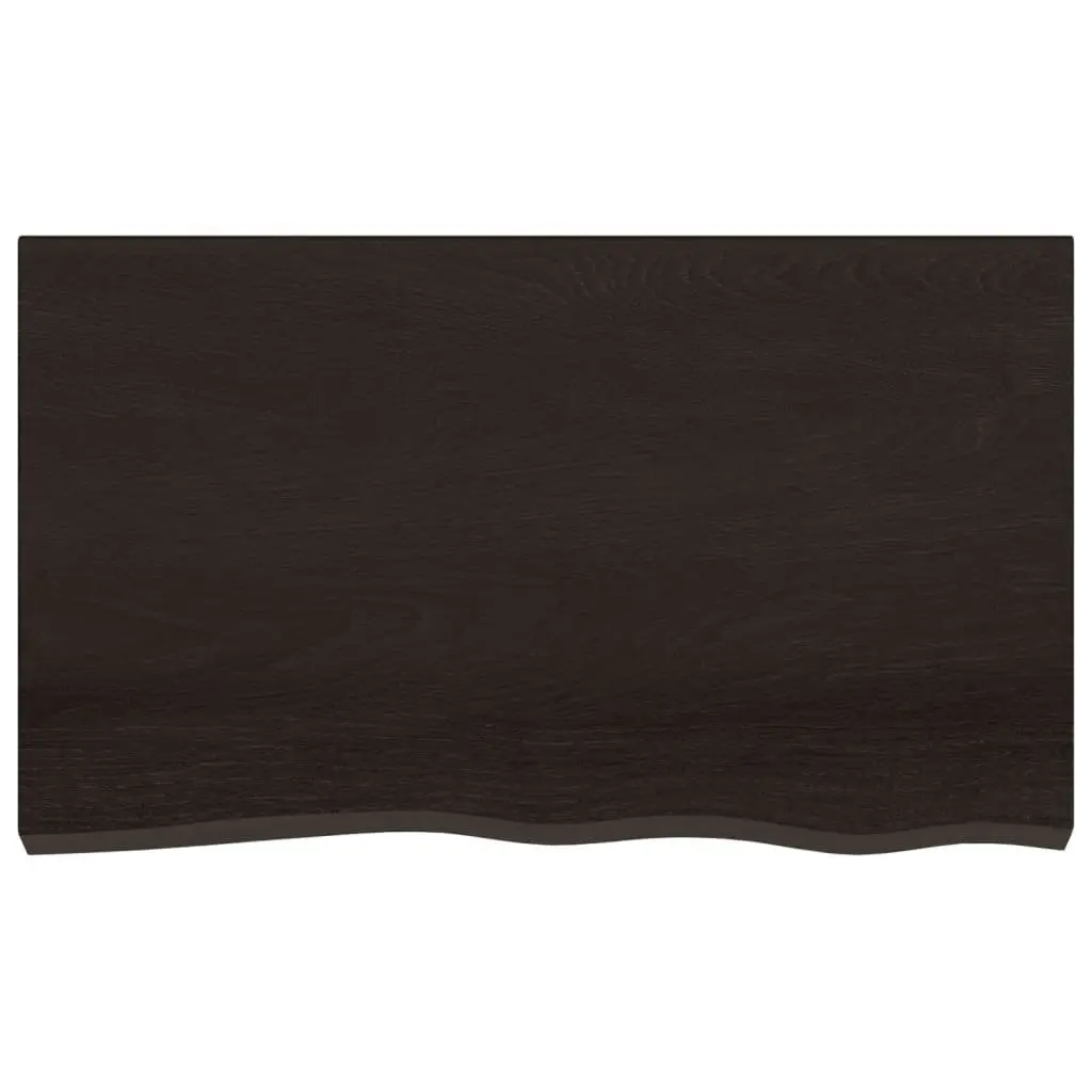 Table Top Solid Oak Wood Dark Brown 100x60x4 cm Live Edge Replacement
