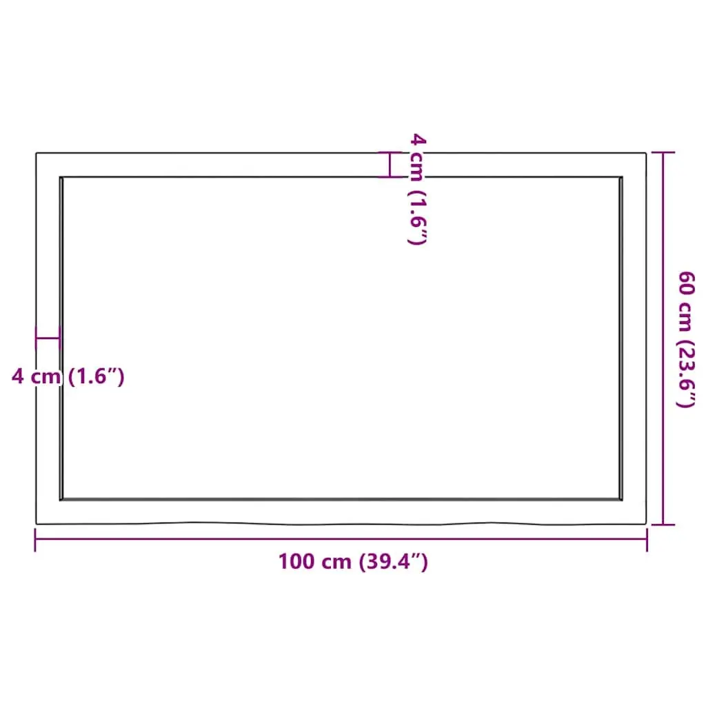 Dark Brown Solid Oak Table Top 100x60x6cm