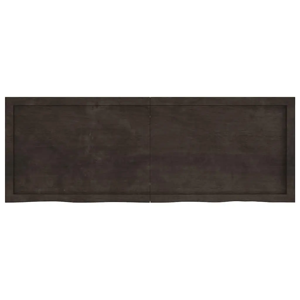 Solid Oak Wood Table Top for Home Dark Brown 140x50cm Handmade Live Edge