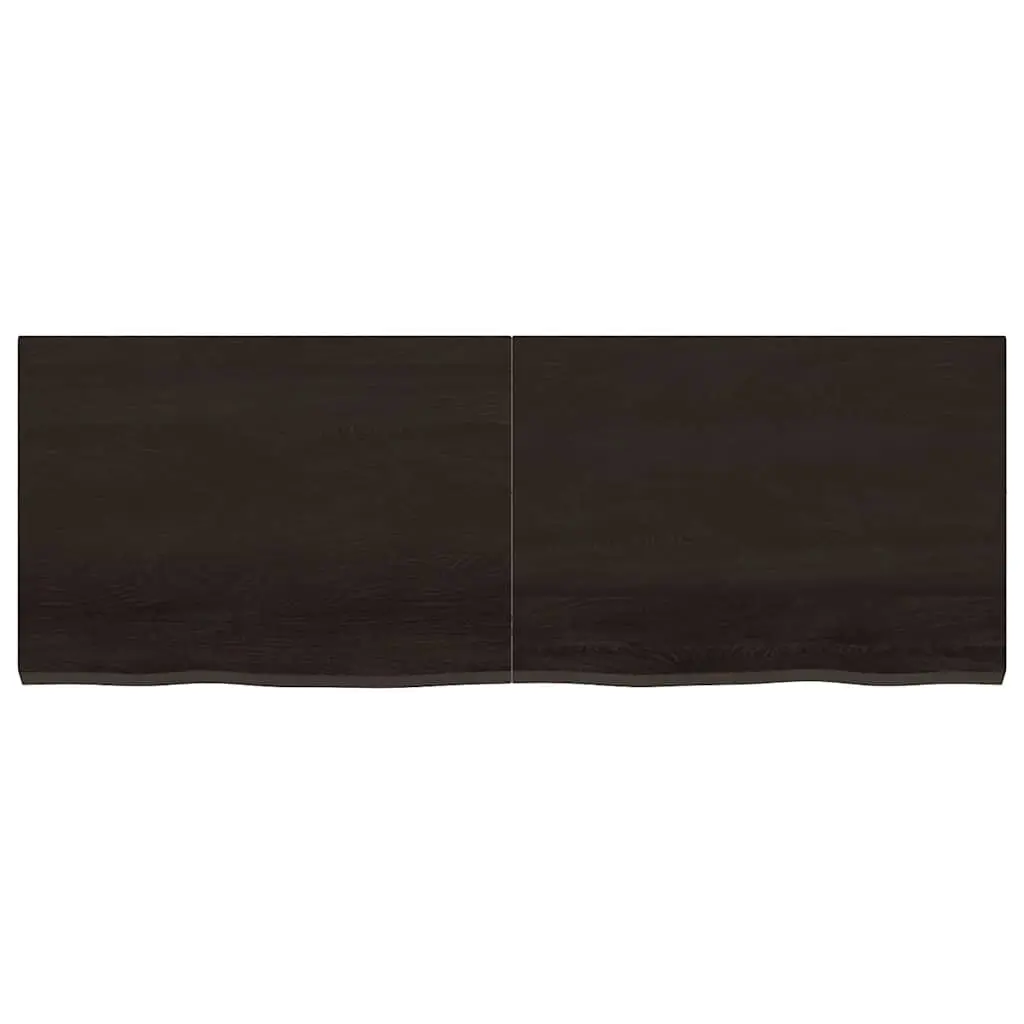 Solid Oak Wood Table Top for Home Dark Brown 140x50cm Handmade Live Edge