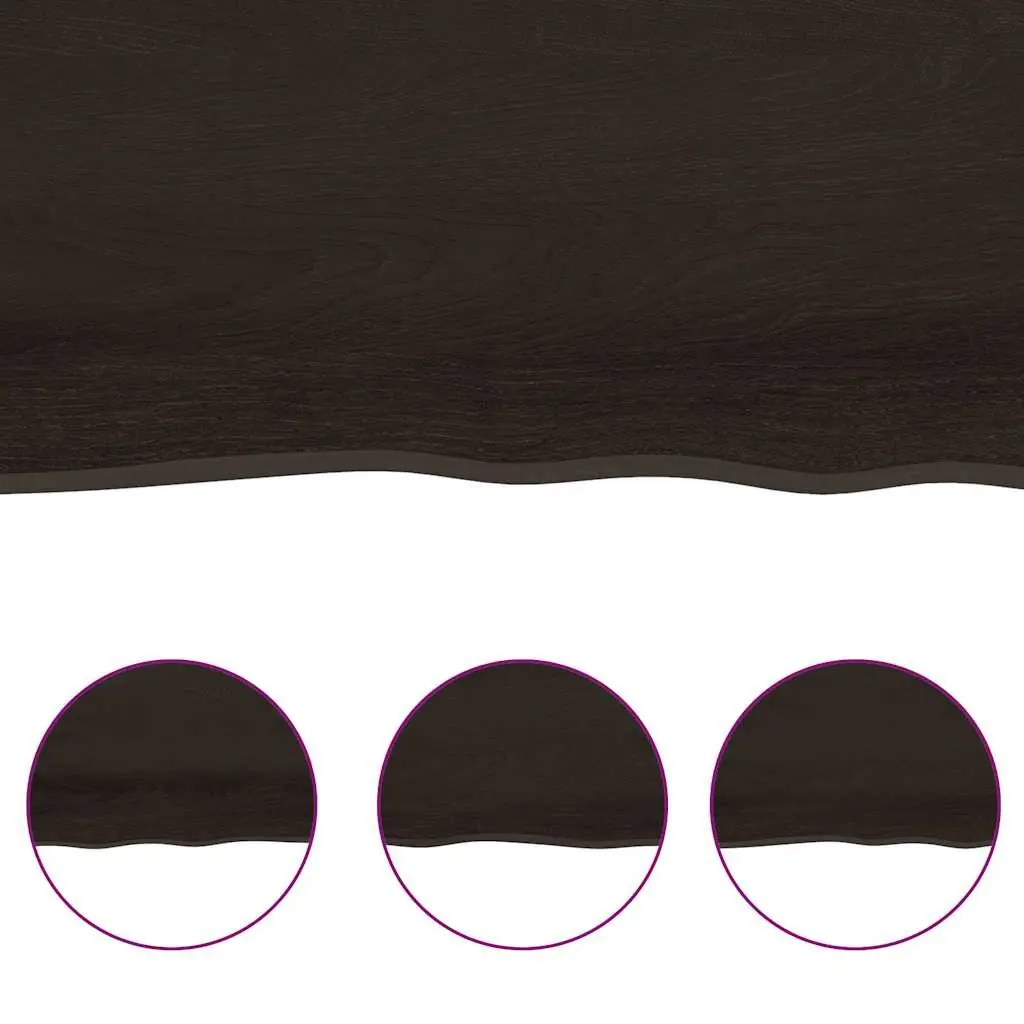 Solid Oak Wood Table Top for Home Dark Brown 140x50cm Handmade Live Edge
