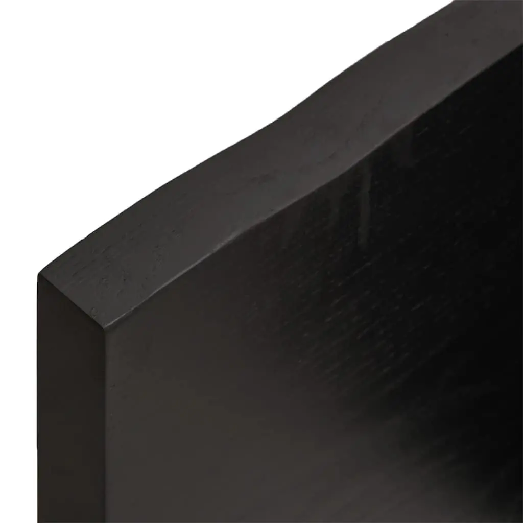 Solid Oak Wood Table Top for Home Dark Brown 140x50cm Handmade Live Edge