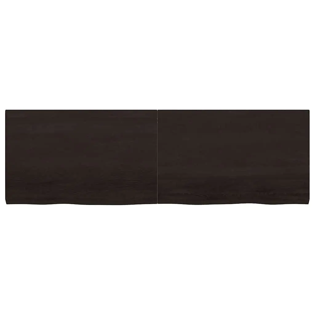 Solid Oak Wood Table Top Dark Brown 160x50x4 cm Treated Live Edge Handmade
