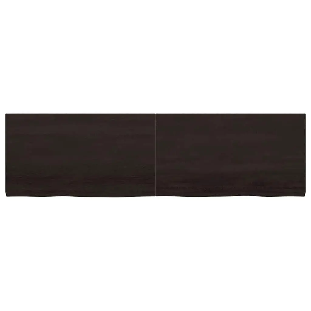 Solid Oak Wood Table Top Dark Brown 180x50cm Treated Wooden Tabletop Live Edge