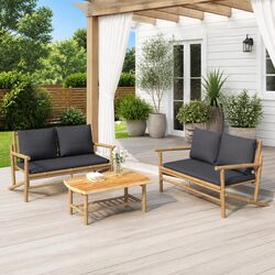 3-Piece Bamboo Garden Lounge Set: Dimensions & Specs