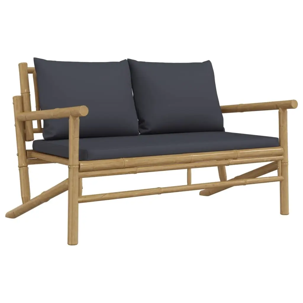 Garden Lounge Set 3 Piece Outdoor Furniture Bamboo Cushions for Garden Patio