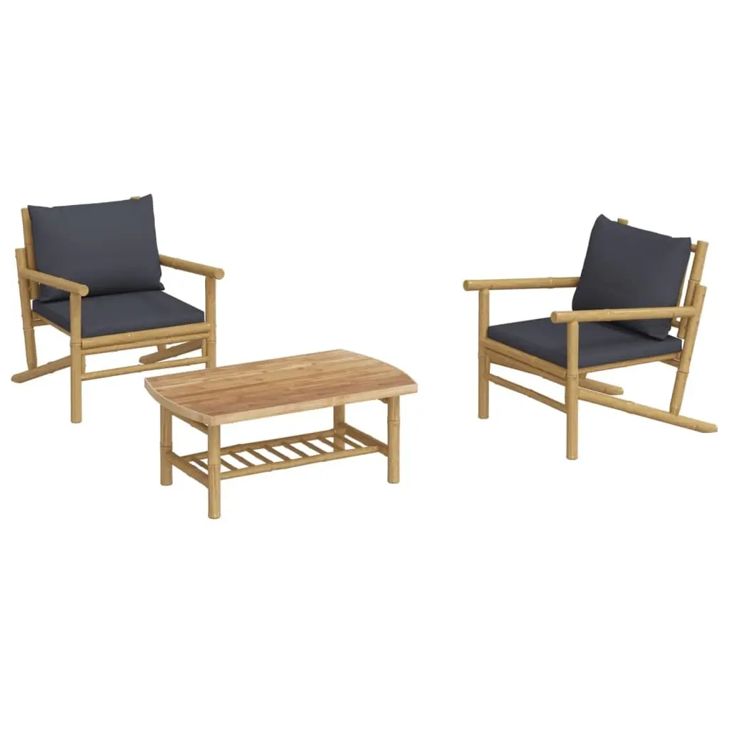 3 Piece Bamboo Outdoor Lounge Set