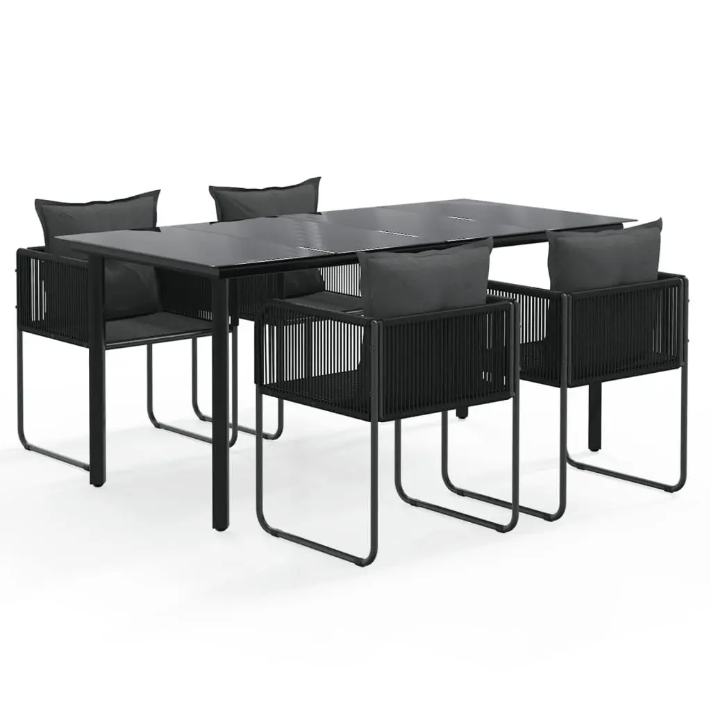 5 Piece Garden Dining Set Outdoor Use Black Patio Table Chairs