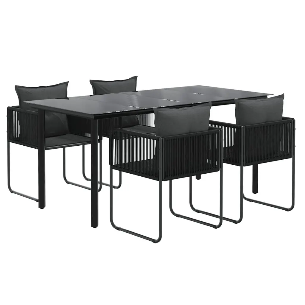 5 Piece Garden Dining Set Outdoor Use Black Patio Table Chairs