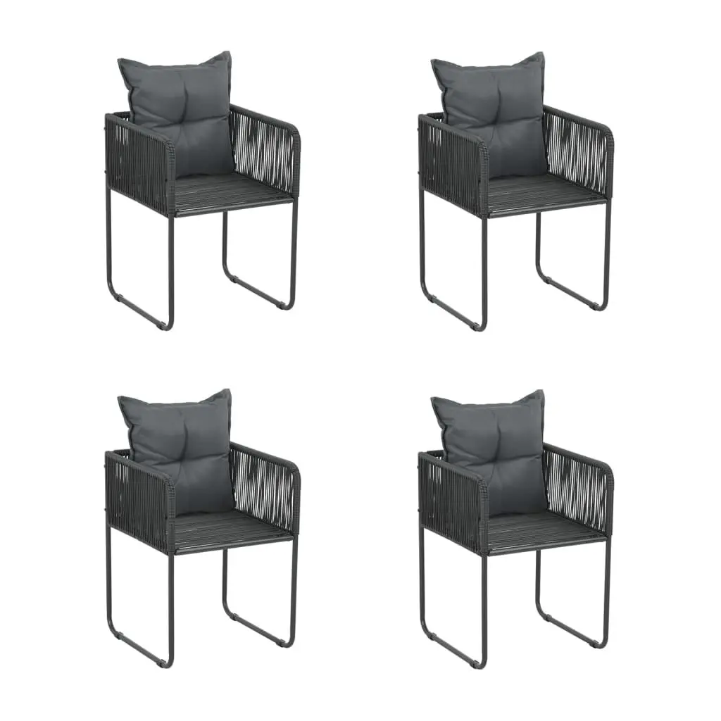 5 Piece Garden Dining Set Outdoor Use Black Patio Table Chairs