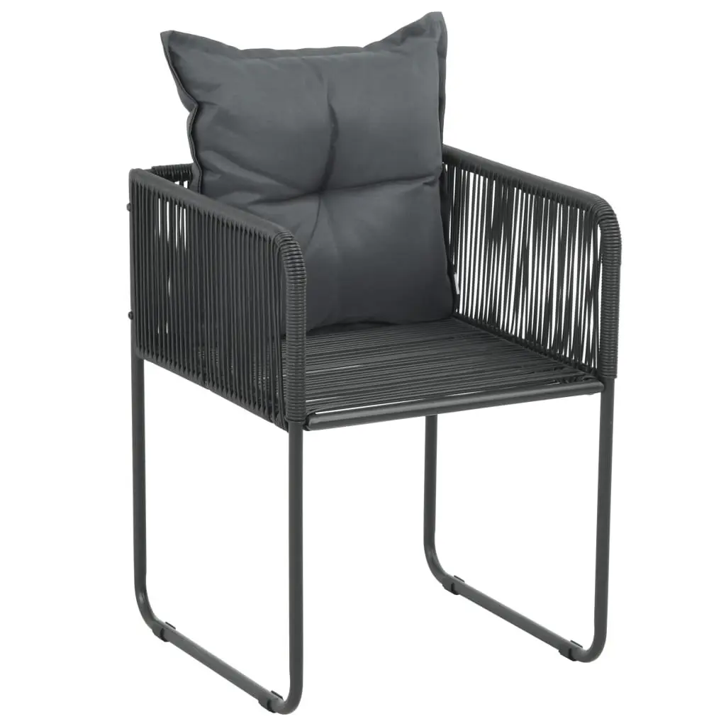 5 Piece Outdoor Garden Dining Set Black PE Rattan Steel Frame Tempered Glass