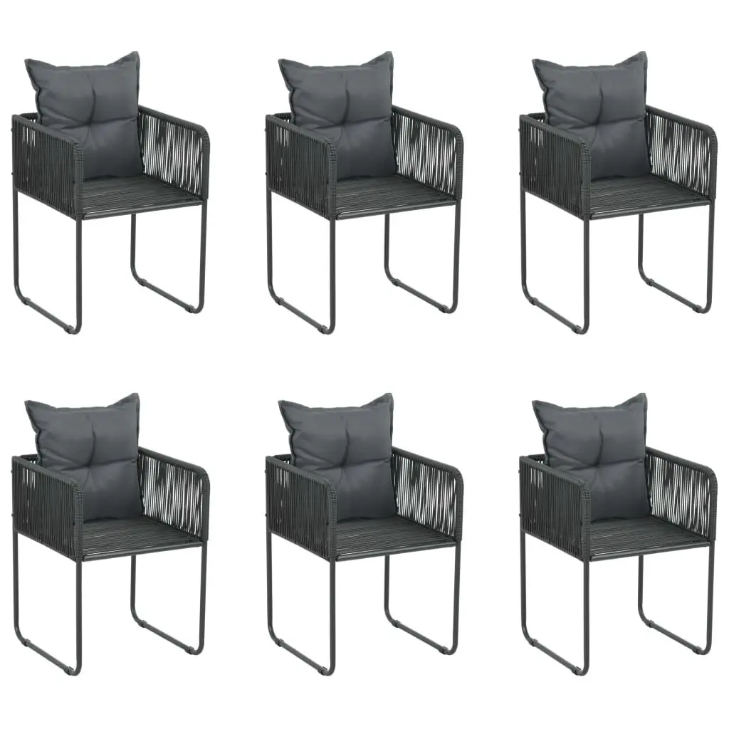 7 Piece Garden Dining Set Outdoor Use Black PE Rattan Steel Frame