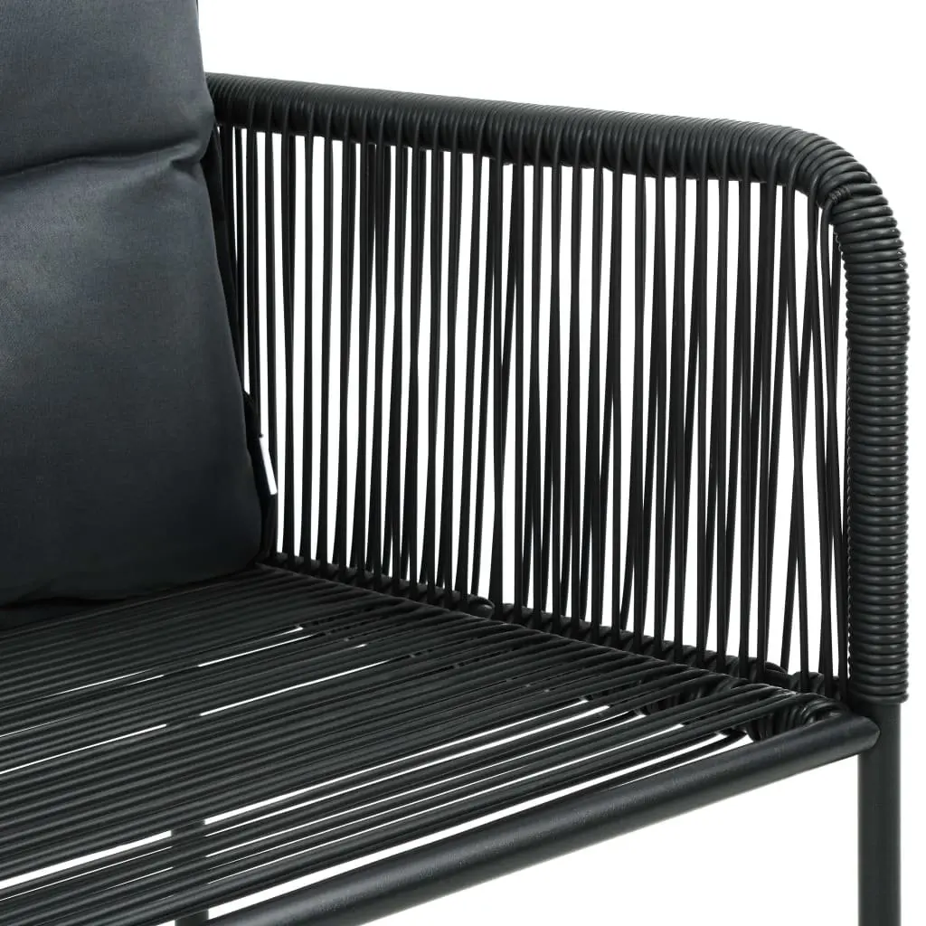 7 Piece Garden Dining Set Outdoor Use Black PE Rattan Steel Frame