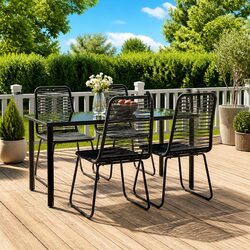 5 Piece Garden Dining Set Outdoor Patio Furniture Table Chairs Black