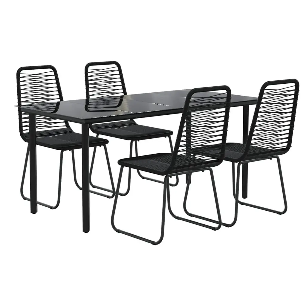 5 Piece Garden Dining Set Outdoor Use Black