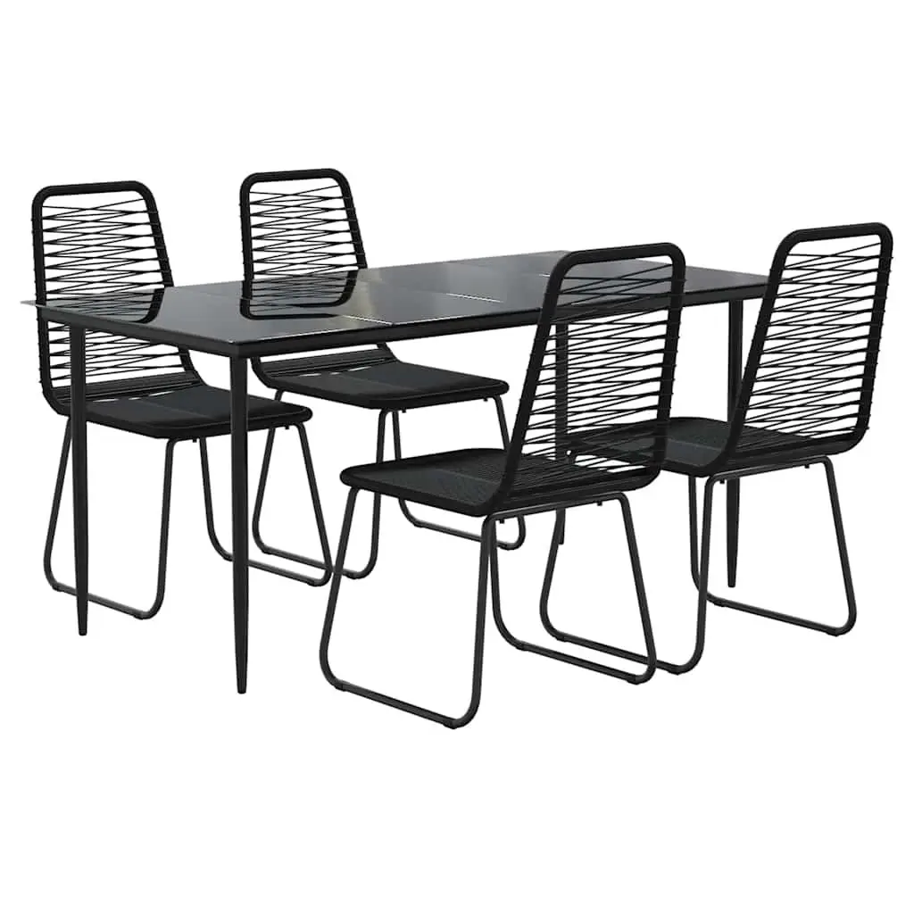 Garden Dining Set Outdoor Use 5 Piece Black Rattan Table Chairs
