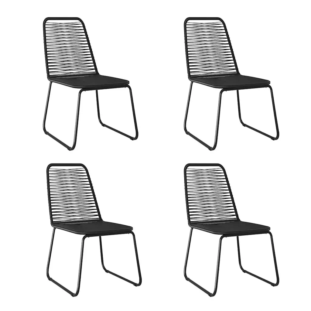 Garden Dining Set Outdoor Use 5 Piece Black Rattan Table Chairs