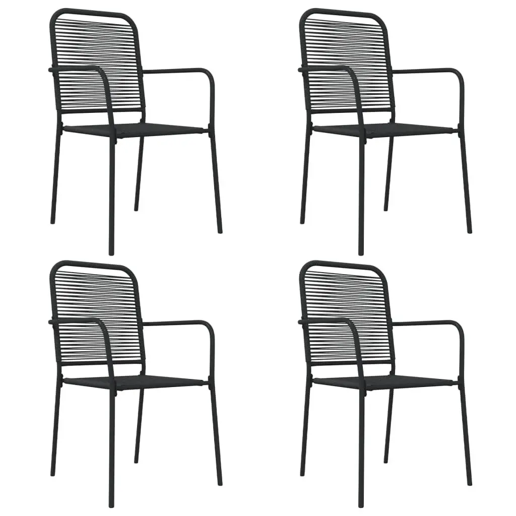 Outdoor Dining Set 5 Piece Patio Garden Furniture Black Cotton Rope Steel Chairs Table