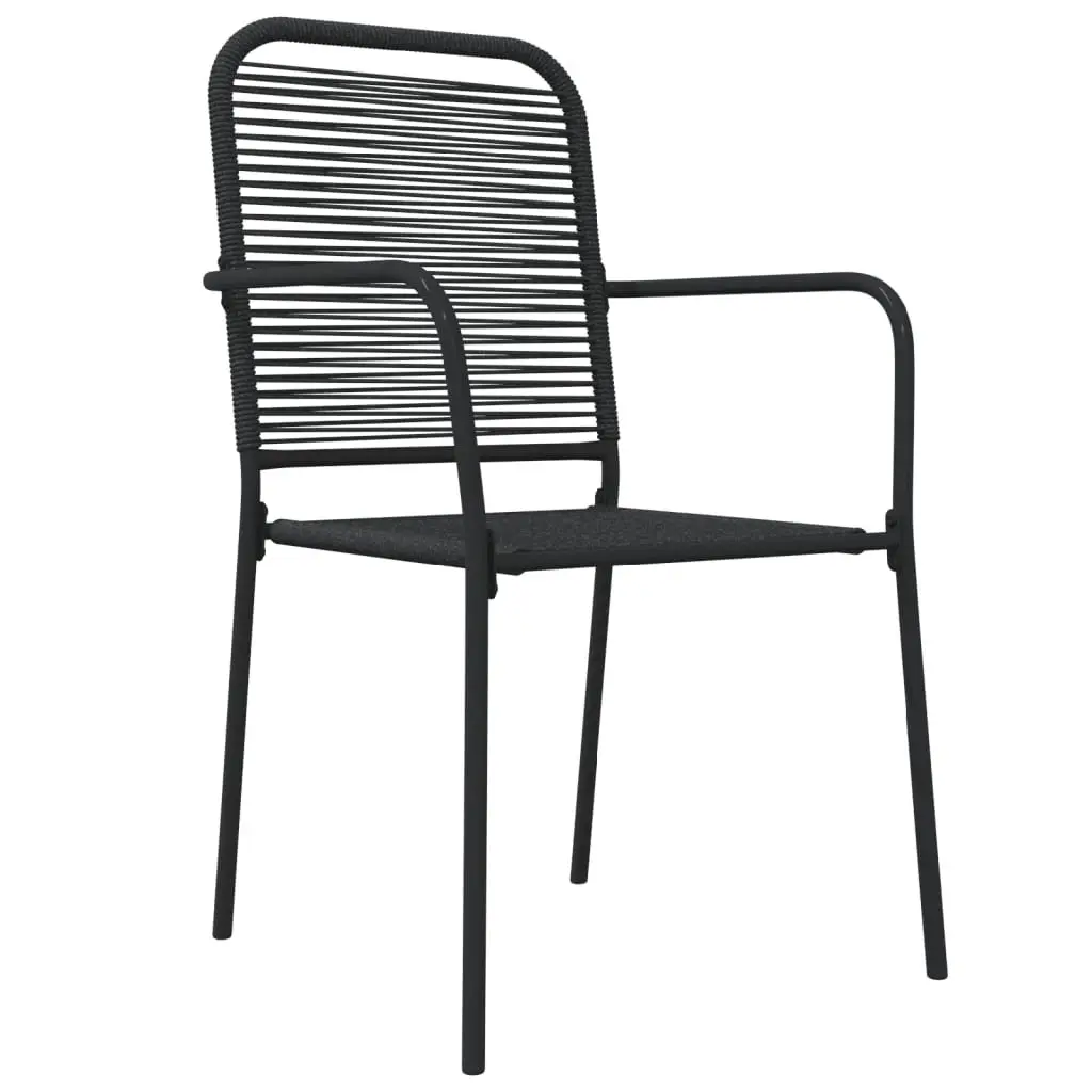 Outdoor Dining Set 5 Piece Patio Garden Furniture Black Cotton Rope Steel Chairs Table