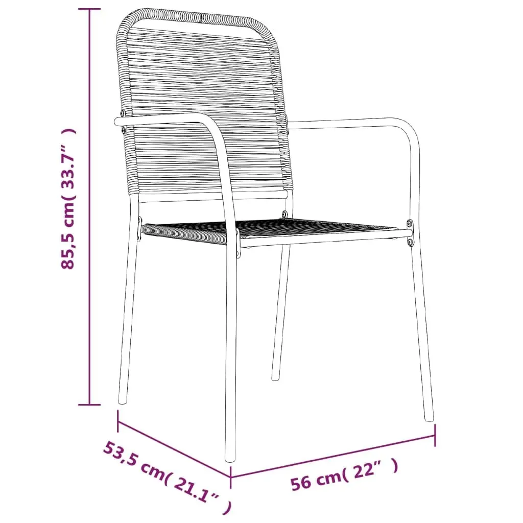 Outdoor Dining Set 5 Piece Patio Garden Furniture Black Cotton Rope Steel Chairs Table